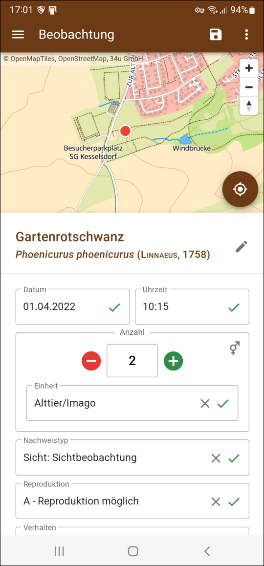 App in Aktion auf einem Smartphone